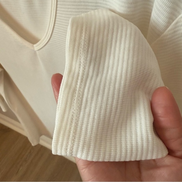 Segments V-Neck Ribbed 3/4 Sleeve Top Ivory Modal Basic Capsule Canada Sz XXL - Picture 3 of 8